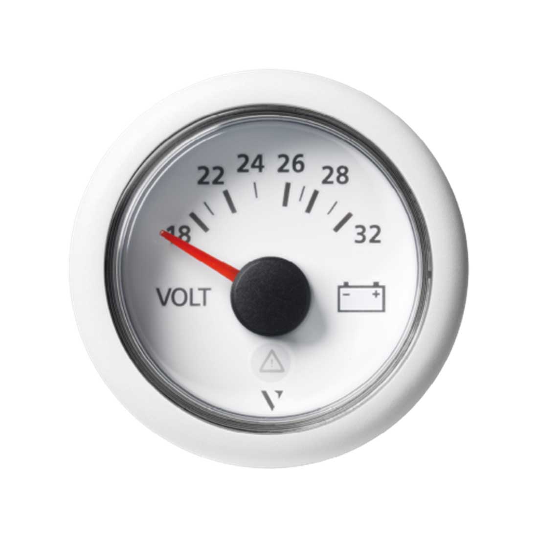 VL AFTERMARKET VOLTMETER - V - SINGLE SCALE - 18 V - 32 V NE - DOUBLE LENS - ROUND WHITE BEZEL - A2C59512459