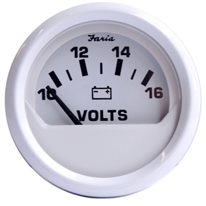 Faria Dress White 2" Voltmeter (10-16 VDC) - 13120