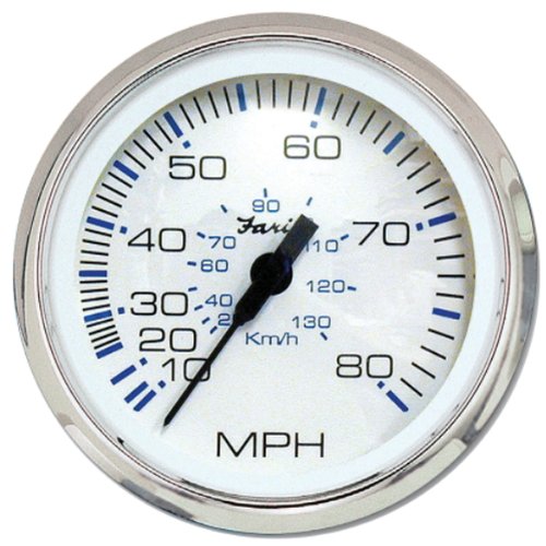 Faria Chesapeake Weiß SS Tachometer 80MPH Pitot - 33819