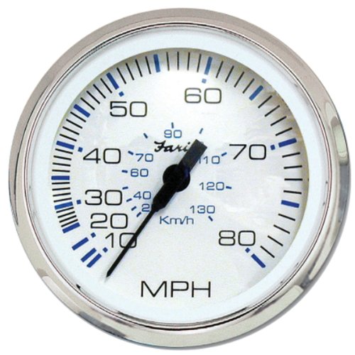 Faria Chesapeake White SS Speedometer 80MPH Pitot - 33819