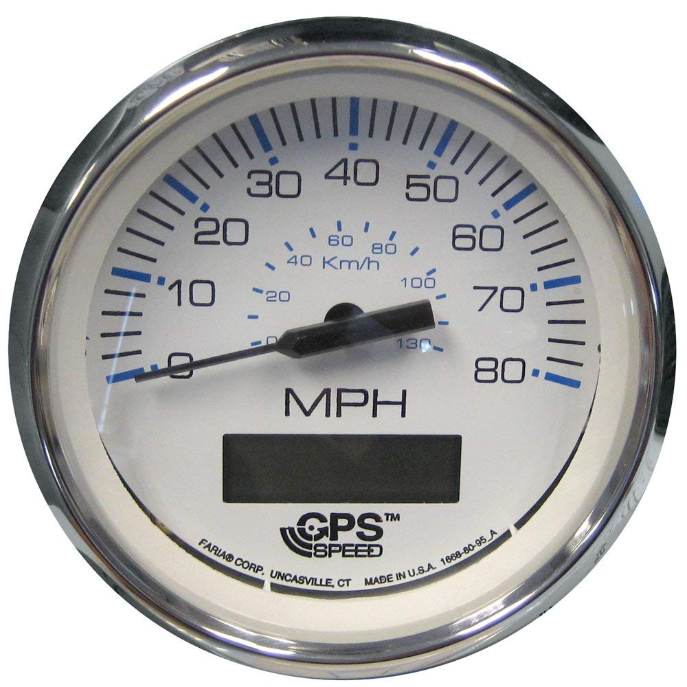 Faria Chesapeake Weiß SS Tachometer 80MPH GPS LCD - 33829