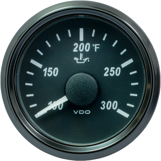 SingleViu 52mm 300°F oil temperature gauge. 322-18 ohm sender required without harness - A2C3833410001