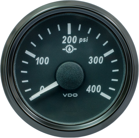 SingleViu 52mm 400psi gear oil pressure gauge. 0-180 ohm sender required without harness - A2C383350001